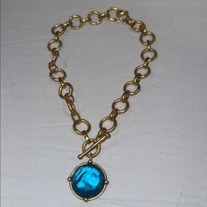 NWT Julie Vos Gold Necklace with Turquoise and Bee Pendant